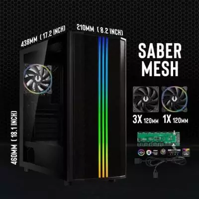 Boitier PC sans alimentation - BITFENIX Saber Mesh (Noir) - Moyen tour - Format ATX Boitier PC sans alimentation - BITFENIX Saber Mesh (Noir) - Moyen tour - Format ATX