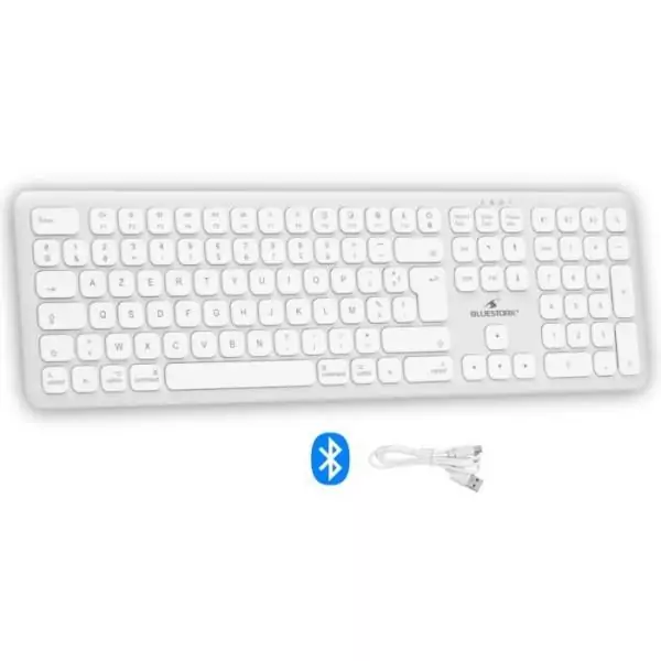 Clavier sans fil Bluetooth - BLUESTORK - MAC - Full size - Compatible Mac - Blanc