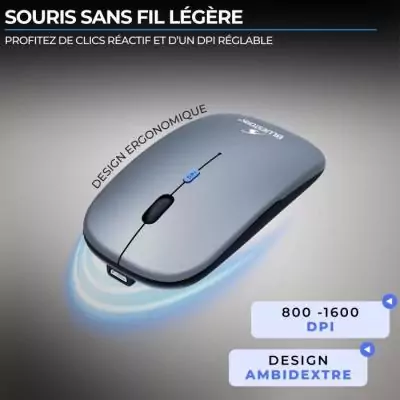 Ensemble Clavier Souris sans fil - BLUESTORK - Pack Mini - Bluetooth & Dongle - Ultra fin et léger - Nomade Télétravail
