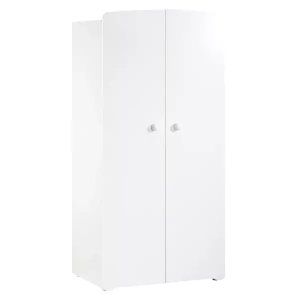 Armoire bébé Basic - Blanche - Boutons boule blanc - 2 portes - Babyprice