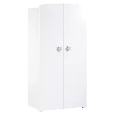 Armoire bébé Basic - Blanche - Boutons étoiles grises - 2 portes -