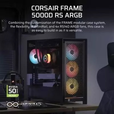 Boitier PC - CORSAIR - FRAME 5000D Mid-Tower Airflow Case - Radiateur jusqu'a 420 mm - Noir Boitier PC - CORSAIR - FRAME 5000D Mid-Tower Airflow Case - Radiateur jusqu'a 420 mm - Noir