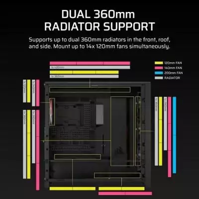 Boitier PC - CORSAIR - FRAME 5000D Mid-Tower Airflow Case - Radiateur jusqu'a 420 mm - Noir Boitier PC - CORSAIR - FRAME 5000D Mid-Tower Airflow Case - Radiateur jusqu'a 420 mm - Noir