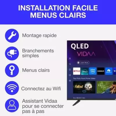 TV QLED - CONTINENTAL EDISON - CELED43SVQLD25B6 - 43'' (109 cm) - UHD 4K 3840x2160 - SMART VIDAA - 3xHDMI - 2xUSB