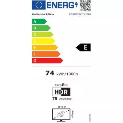 TV LED QLED - CONTINENTAL EDISON - 65“ (164 cm) - 3xHDMI - 2xUSB - Noir - CELED65SV2QL25B6