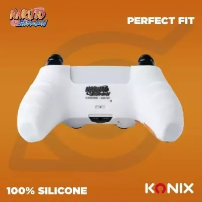 Coque de Protection - KONIX - Pour manette DualSense PS5 - Silicone - Appuie-Pouces - Motif Konoha et Naruto - Blanc