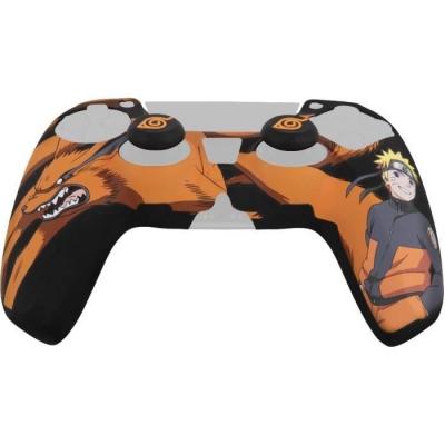 Coque de protection pour manette - KONIX - Naruto Shippuden - DualSense PS5 - Silicone - Motif Kurama/Kyûbi et Naruto - Noir