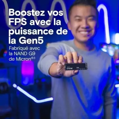 CRUCIAL - P510 - SSD interne - 2&nbsp;To -&nbsp;PCIe&nbsp;Gen4 NVMe&nbsp;M.2 - Vitesse lecture jusqu'a 11000 Mo/s - CT2000P510SSD8