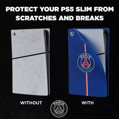 Façade de protection - KONIX - PSG - PS5 Slim - Silicone - Antichoc - Anti-rayures - Bleu