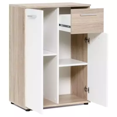 Buffet Jacky - Blanc mat et chêne Sonoma - L 60 cm Buffet Jacky - Blanc mat et chêne Sonoma - L 60 cm