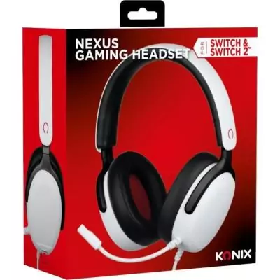 Casque gamer - KONIX - Circum-aural filaire Nexus - Nintendo Switch 2 - Haut-parleurs 40 mm - Micro - Jack 3.5 mm - Blanc Casque gamer - KONIX - Circum-aural filaire Nexus - Nintendo Switch 2 - Haut-parleurs 40 mm - Micro - Jack 3.5 mm - Blanc