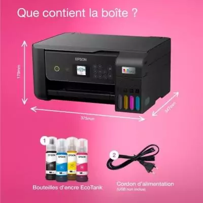 Imprimante EPSON Ecotank ET-2870 Wi-Fi - 3 ans d'encre inclus