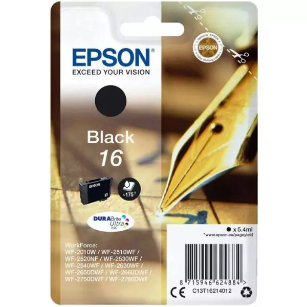 EPSON Cartouche d'encre T1621 noir - Stylo Plume (C13T16214012)