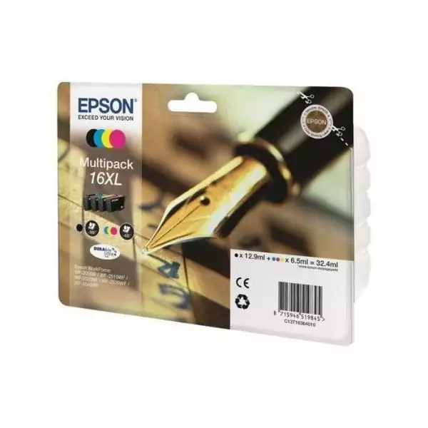 EPSON Multipack 16 XL - Stylo plume - Noir, Cyan, Jaune, Magenta (C13T16364022)