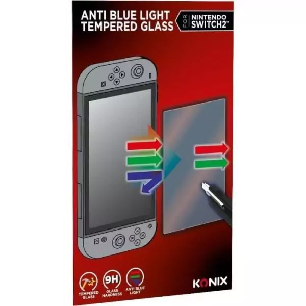 Protection d'écran en verre trempé - KONIX - Nintendo Switch 2 - Anti-lumiere bleue - Anti-bulle - Indice de dureté 9H - Tran