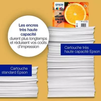 Cartouche imprimante EPSON 33 Claria C13T33374011 - Pack de 5 - 24,4 ml - Couleurs Cyan, Magenta, Jaune, Noir et Photo Noire