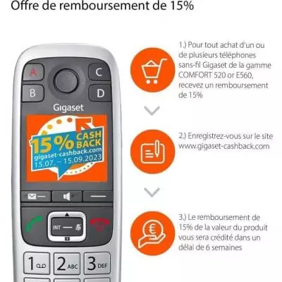 Gigaset Téléphone sans fil dect silver - giga e 560 silver Gigaset Téléphone sans fil dect silver - giga e 560 silver