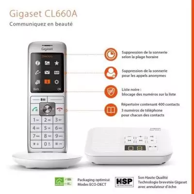 GIGASET Téléphone Fixe CL 660 A Blanc
