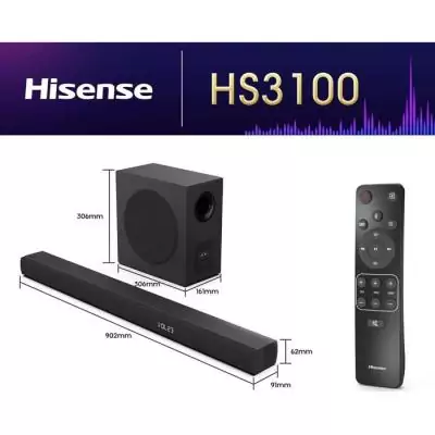 Barre de son - HISENSE - Caisson de basses sans fil - Bluetooth - 3.1 CH - Max 480 W Barre de son - HISENSE - Caisson de basses sans fil - Bluetooth - 3.1 CH - Max 480 W