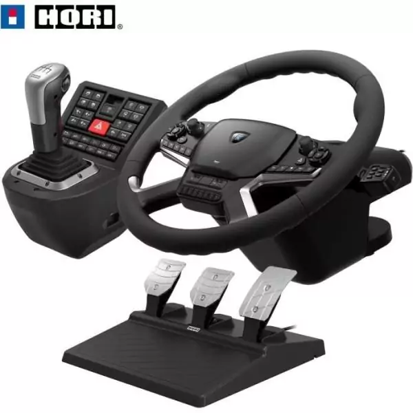 Volant avec boîte de vitesses et pédales - HORI - PC - Inclus Truck Simulator 2 et American Truck Simulator