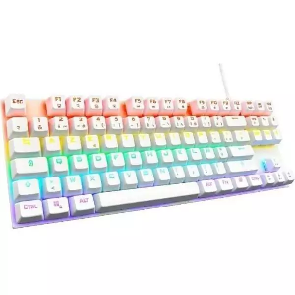 Clavier Gamer - The G-Lab - KEYZ MERCURY TKL - Mécanique (Switch Rouge) - Rainbow - Blanc