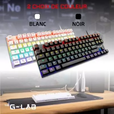 Clavier Gamer - The G-Lab - KEYZ MERCURY TKL - Mécanique (Switch Rouge) - Rainbow - Blanc Clavier Gamer - The G-Lab - KEYZ MERCURY TKL - Mécanique (Switch Rouge) - Rainbow - Blanc