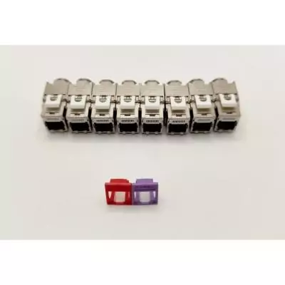 Pack de 8 noyaux keystone RJ45 Cat.6a - LINEAIRE - PRC624AK8 - 2 avec façades colorées Pack de 8 noyaux keystone RJ45 Cat.6a - LINEAIRE - PRC624AK8 - 2 avec façades colorées