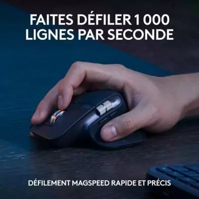 Ensemble Clavier Souris Logitech MX Keys S AZERTY Graphite Design élégant, sans fil, rétroéclairé - Performances optimales