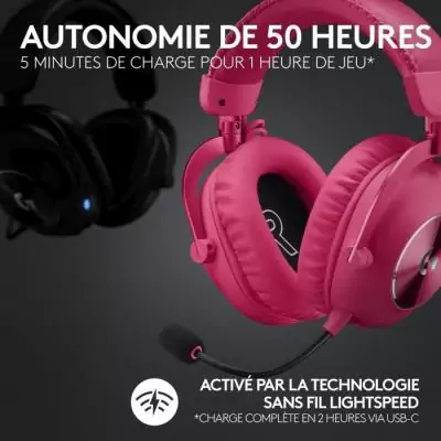 Casque Gamer Sans Fil Logitech G Lightspeed - Rose Éclatant