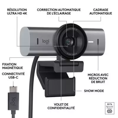 Webcam - Filaire - Logitech - MX Brio - Graphite