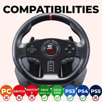 Volant de course - SUPERDRIVE - GS850-X - Levier de vitesse manuel - 3 pédales - Palettes - PS4 / Xbox Volant de course - SUPERDRIVE - GS850-X - Levier de vitesse manuel - 3 pédales - Palettes - PS4 / Xbox
