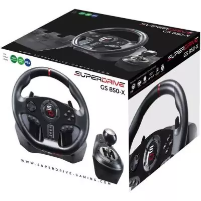 Volant de course - SUPERDRIVE - GS850-X - Levier de vitesse manuel - 3 pédales - Palettes - PS4 / Xbox Volant de course - SUPERDRIVE - GS850-X - Levier de vitesse manuel - 3 pédales - Palettes - PS4 / Xbox