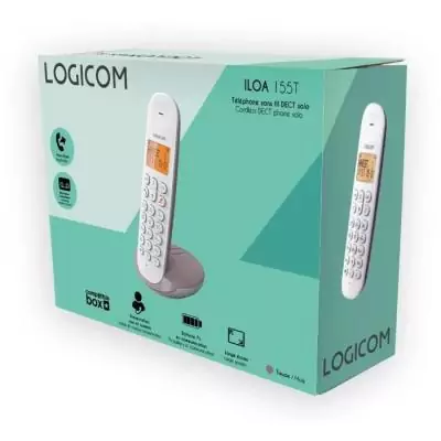 Téléphone fixe sans fil LOGICOM DECT ILOA 155T SOLO Taupe - Répondeur intégré
