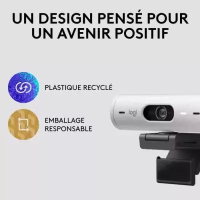 Webcam - Full HD 1080p - Logitech - Brio 500 - Microphone intégré - Blanc Webcam - Full HD 1080p - Logitech - Brio 500 - Microphone intégré - Blanc