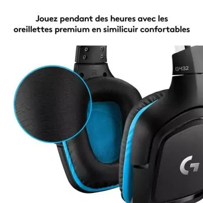 Casque gamer Logitech G432 - Son surround virtuel 7.1 - USB - Noir