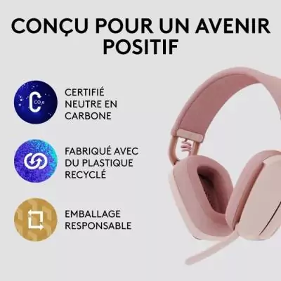 Casque Sans Fil Logitech Zone Vibe 100 Rose - Bluetooth Anti-parasite