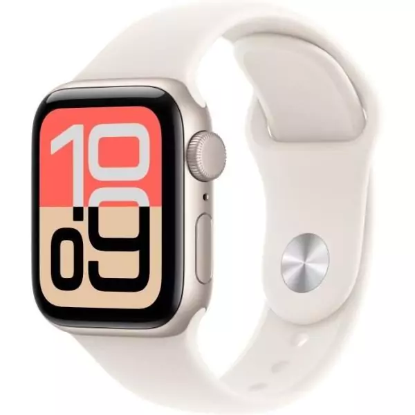 Apple Watch SE 3&nbsp;GPS - 40mm&nbsp;- Boîtier Starlight Aluminium - Bracelet Starlight Sport Band - M/L