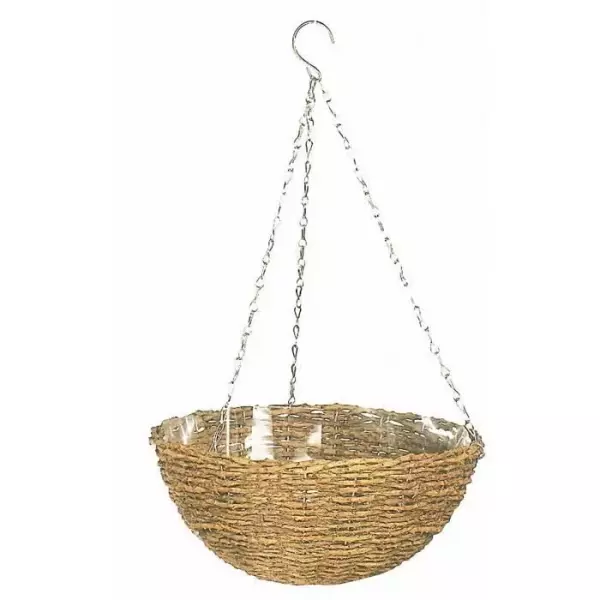 Panier suspendu - GARDEN ID Rustic - 35 cm - coque plastique (intérieur/extérieur) - Style rustique en osier - Suspension faci