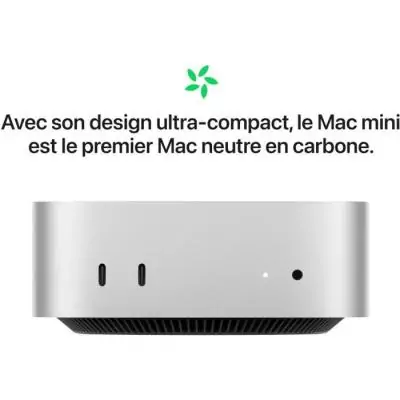 Apple - Mac mini (2024) Puce Apple M4 - RAM 16Go - Stockage 256Go SSD - CPU 10 coeurs GPU 10 coeurs - Argent