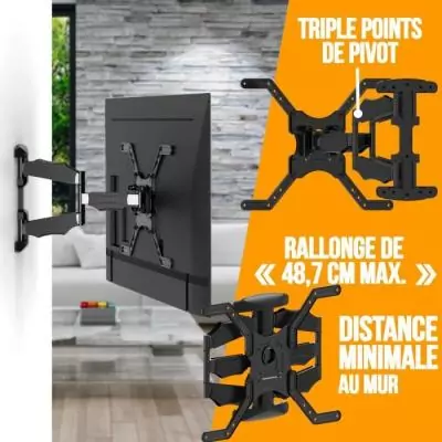 NANOOK Support Mural orientable pour téléviseurs 40-65 Pouces - Inclinable - Support Mural pour téléviseurs LCD, LED, QLED e NANOOK Support Mural orientable pour téléviseurs 40-65 Pouces - Inclinable - Support Mural pour téléviseurs LCD, LED, QLED e