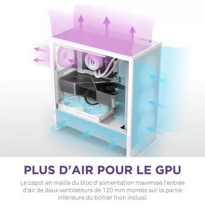 Boitier PC Compact ATX NZXT H5 Flow Blanc - CC-H52FW-01 Boitier PC Compact ATX NZXT H5 Flow Blanc - CC-H52FW-01