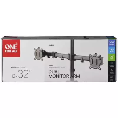 Support moniteur Smart - ONE FOR ALL - Vesa 100 - Double Bras - 13 et 32'' - 8kgs max - Hauteur réglable - Noir