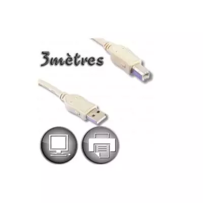 Câble USB 2.0 A mâle / Type B mâle 3m Câble USB 2.0 A mâle / Type B mâle 3m