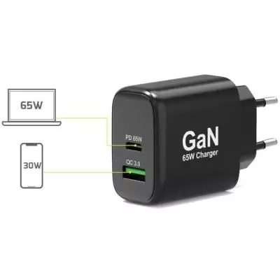 Chargeur mural GaN USB-C & USB-A - PORT DESIGNS - 902104EU - 65 W - Noir Chargeur mural GaN USB-C & USB-A - PORT DESIGNS - 902104EU - 65 W - Noir