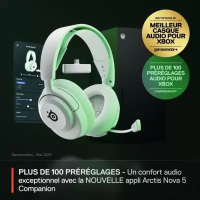 Casque Gaming Sans fil SteelSeries Arctis Nova 5X Blanc - Son Surround Immersif