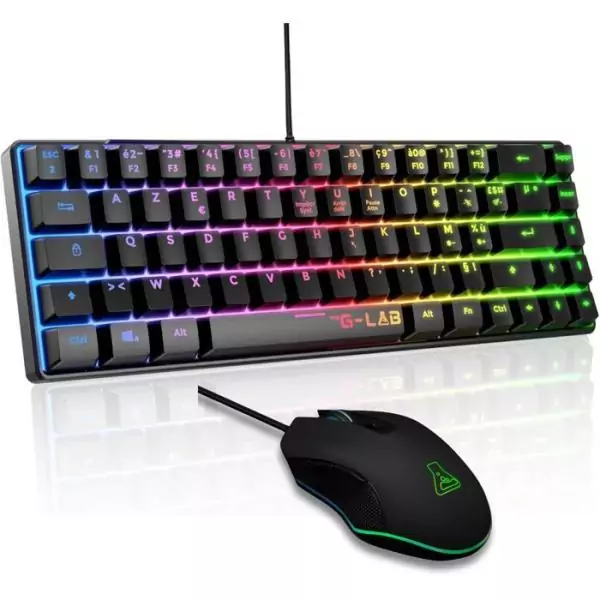Pack gamer clavier souris filaire - THE G-LAB - Combo Hydrogen BKG - Clavier Azerty - Noir