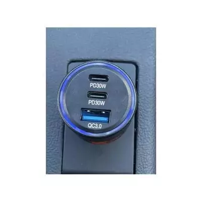 Chargeur voiture Thomson 12/24V 60W 2x USB-C + USB-A: PD 30W + QC 3.0 18W - Protection contre surtensions et courts-circuits