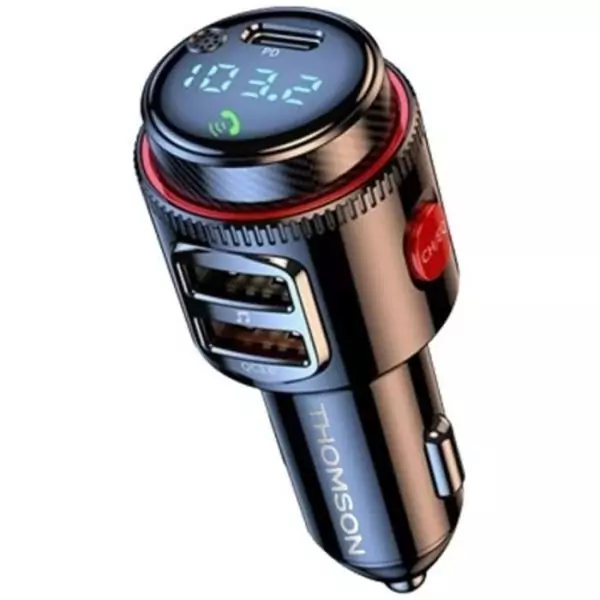 Transmetteur FM Bluetooth Version 5.4 -THOMSON-12/24V 48 W-2USB-A QC 3.0&PD 30W pour une charge rapide et efficace de vos appare