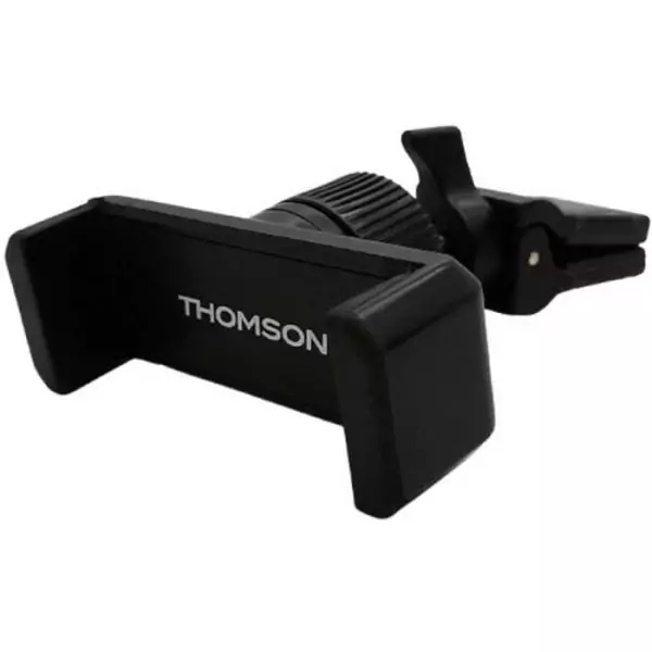 Porte téléphone rotatif THOMSON orientable 360°. Fixation sur la grille d'aération du véhicule grâce a sa pince solide.