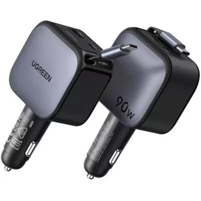 Chargeur voiture compact et puissant UGREEN 90W avec ports USB-A et USB-C - Noir